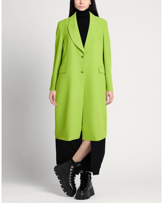 Compagnia Italiana Green Lime Overcoat & Trench Coat Polyester, Elastane