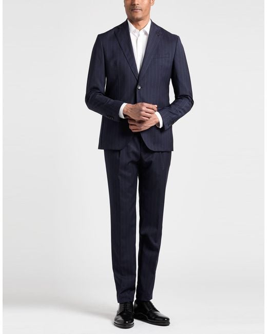 Paoloni Blue Suit Virgin Wool for men