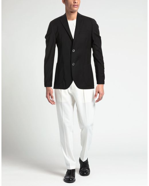 Exte Black Blazer Polyester, Wool, Elastane for men