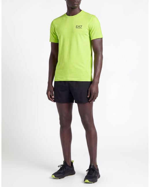 EA7 Green Lime T-Shirt Cotton, Elastane for men