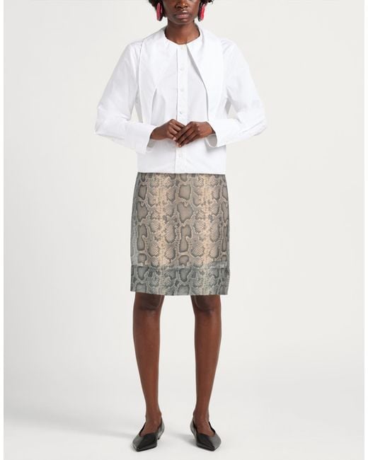 Sportmax Gray Khaki Midi Skirt Acetate, Silk, Polyamide