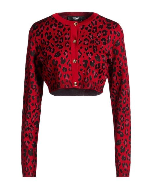 Versace Red Cardigan Viscose, Polyamide, Polyester, Elastane