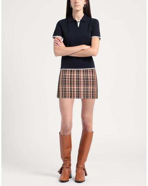 SIMONA CORSELLINI Brown Light Mini Skirt Polyester, Viscose, Elastane