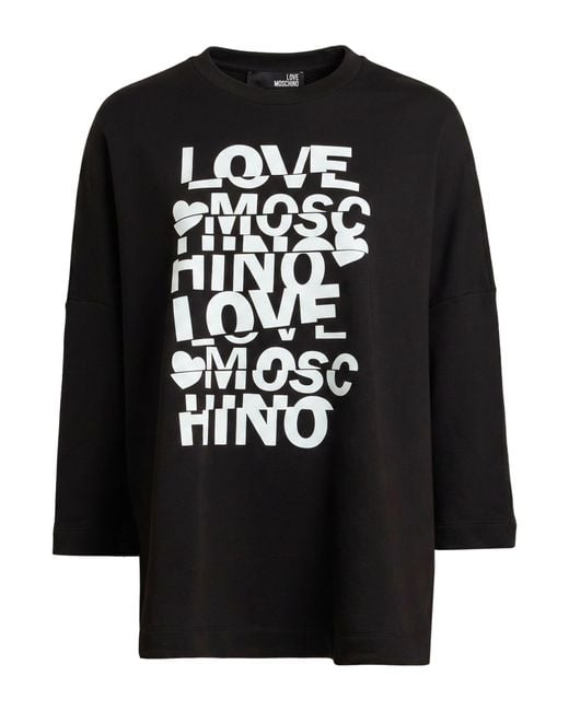 Love Moschino Black Sweatshirt Cotton, Elastane