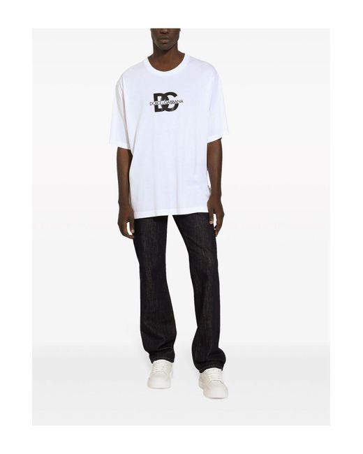 Short-sleeved T-shirt with DG logo print Dolce & Gabbana de hombre de color White