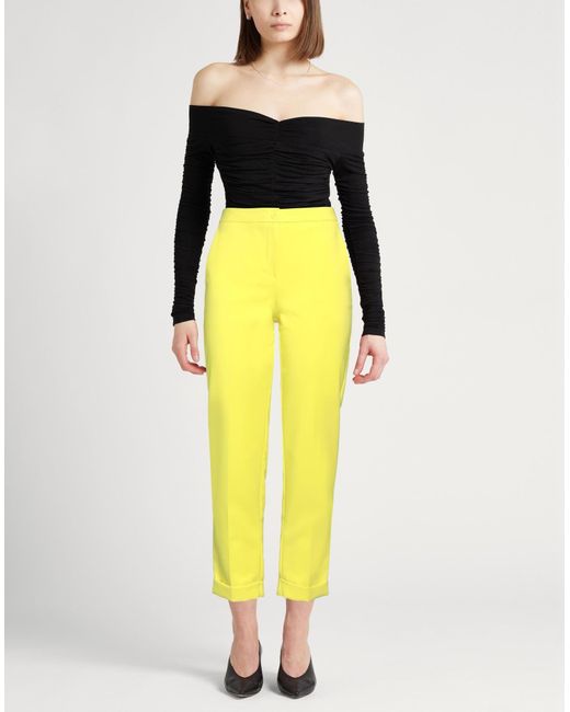 Sandro Ferrone Yellow Pants Polyester, Elastane
