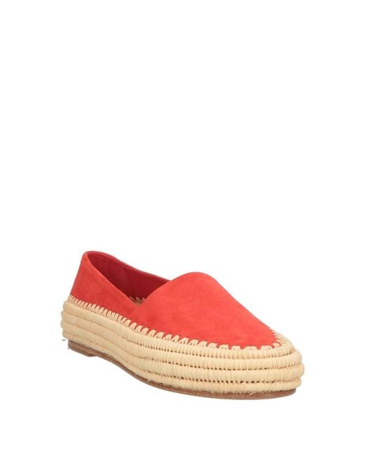 Paloma Barceló Red Espadrilles Kidskin, Natural Raffia