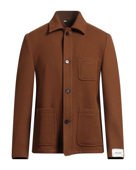 Paoloni Brown Blazer Wool, Polyamide for men