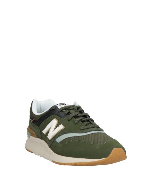 New Balance Green B100 Military Sneakers Leather, Textile Fibers for men