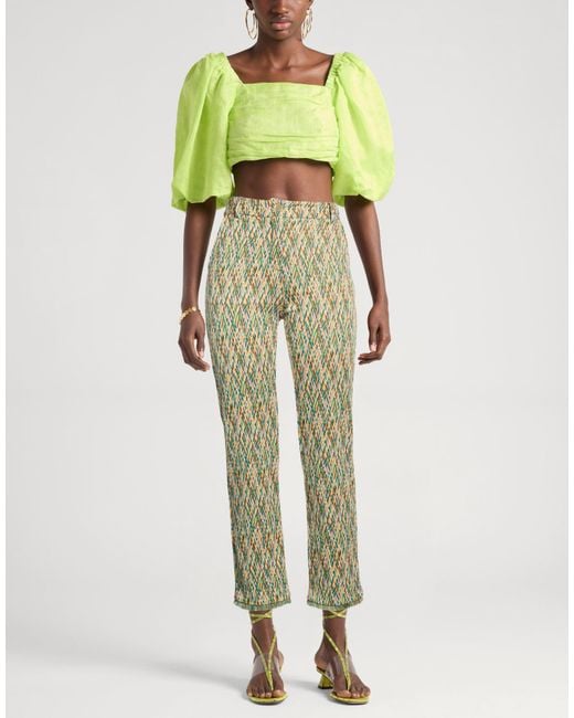 Suoli Green Pants Viscose, Polyester, Elastane