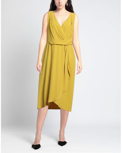 Caractere Yellow Midi Dress Viscose, Polyester