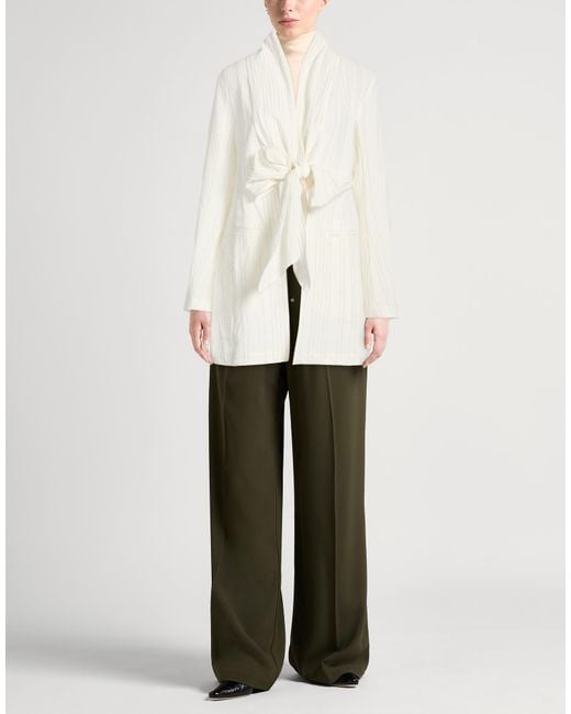 Masnada White Ivory Blazer Cotton, Linen, Wool