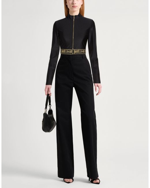 Just Cavalli Black Sweatshirt Polyamide, Elastane