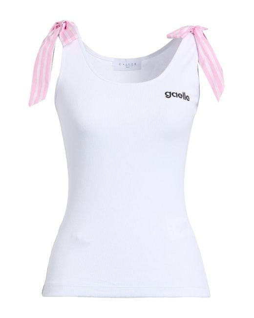Gaelle Paris White Tank Top Cotton, Elastane, Polyester