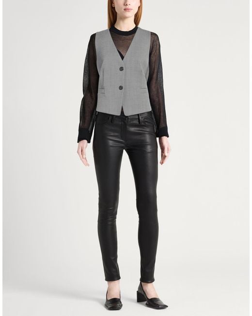 Helmut Lang Gray Tailored Vest Wool, Polyester, Elastane
