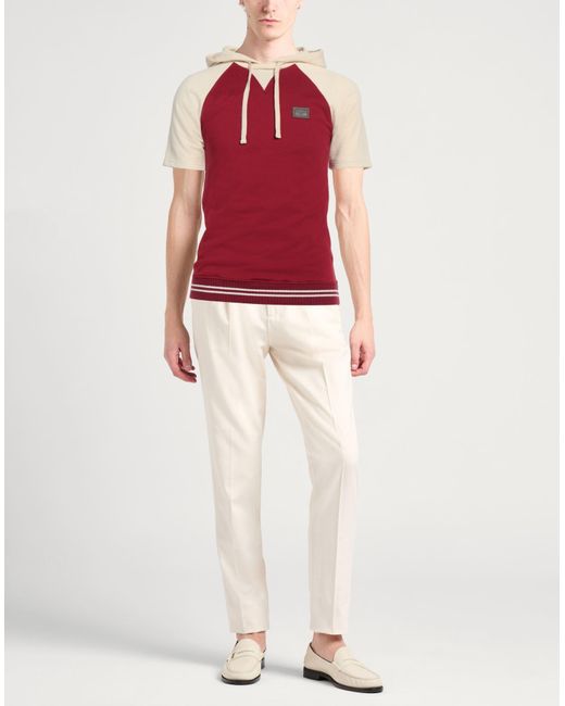 Dolce & Gabbana Red Sweatshirt Cotton, Calfskin, Zamak for men
