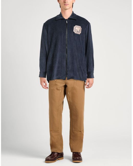 PAS DE MER Blue Jacket Polyester, Polyamide, Elastane for men