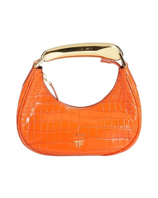 Tom Ford Orange Handbag Calfskin, Aluminum, Brass