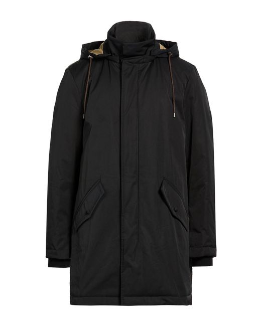 Ferragamo Black Coat Polyester, Cotton for men