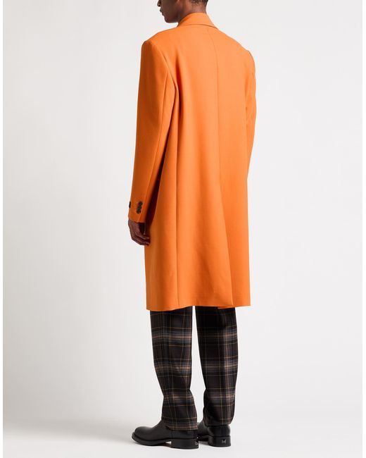 Marni Orange Overcoat & Trench Coat Polyester, Virgin Wool, Elastane, Polyamide for men