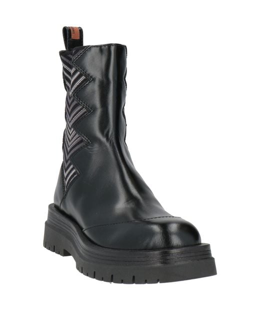 Missoni Black Ankle Boots Leather, Textile Fibers