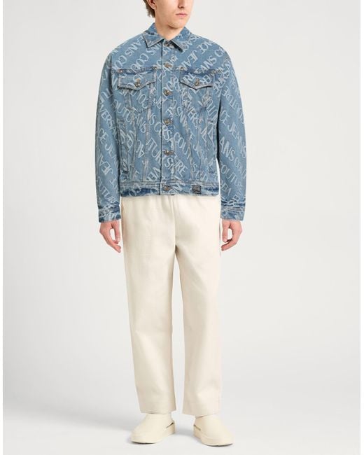 Versace Jeans Couture Blue Denim Outerwear Cotton, Polyester, Elastane for men