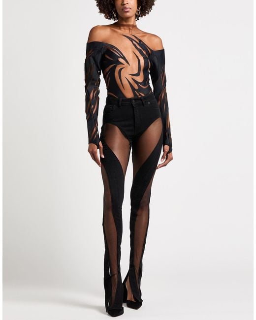 Mugler Black Bodysuit Polyamide, Elastane