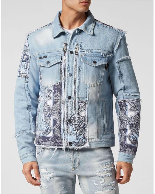 Manteau en jean Philipp Plein pour homme en coloris Blue