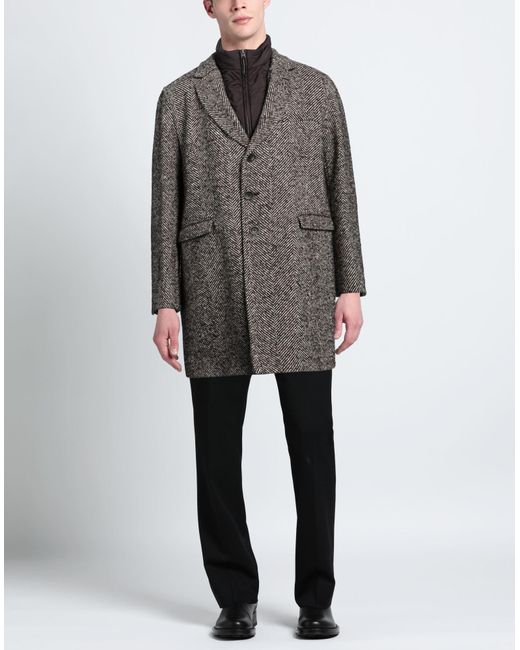 Herno Gray Dark Coat Recycled Wool, Acrylic, Polyamide, Polyester, Alpaca Wool for men