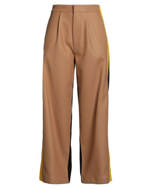 DSquared² Brown Camel Pants Cotton, Virgin Wool, Polyamide, Elastane