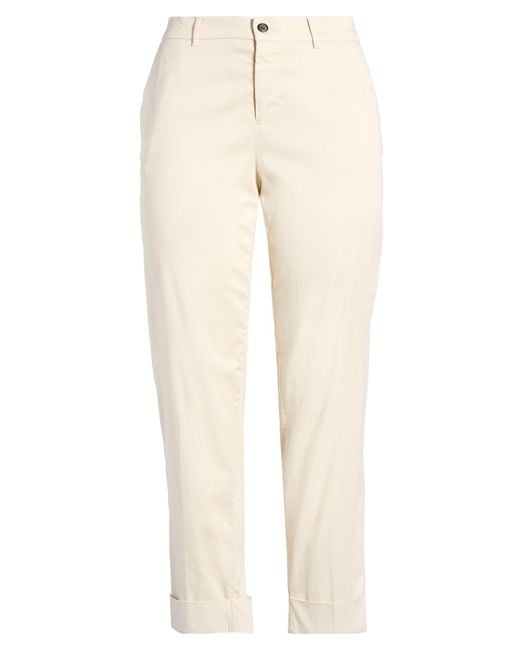 Berwich Natural Ivory Pants Cotton, Silk, Elastane