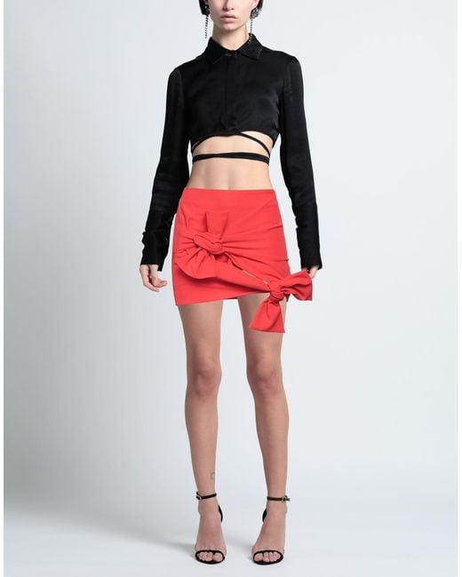 MSGM Red Mini Skirt Polyester, Elastane