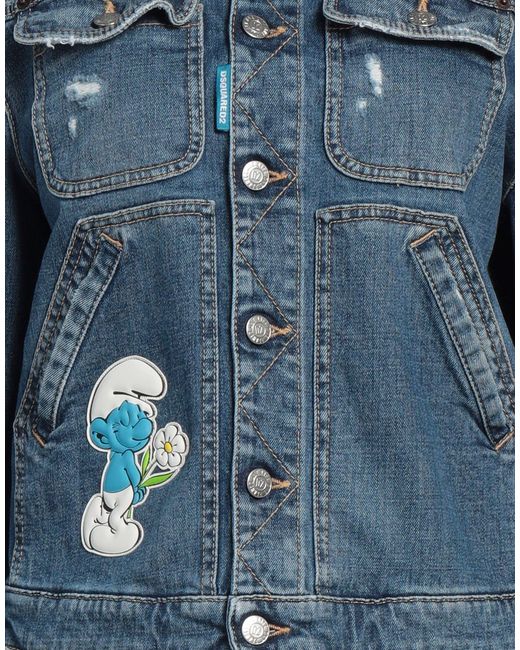 DSquared² Blue X The Smurfs Denim Outerwear Cotton, Elastane, Polyester