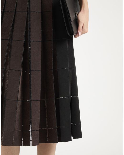 Aviu Black Charcoal Midi Skirt Polyester, Elastane