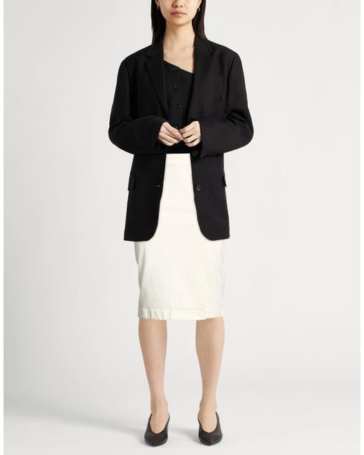 Moorer White Ivory Denim Skirt Cotton, Elastane