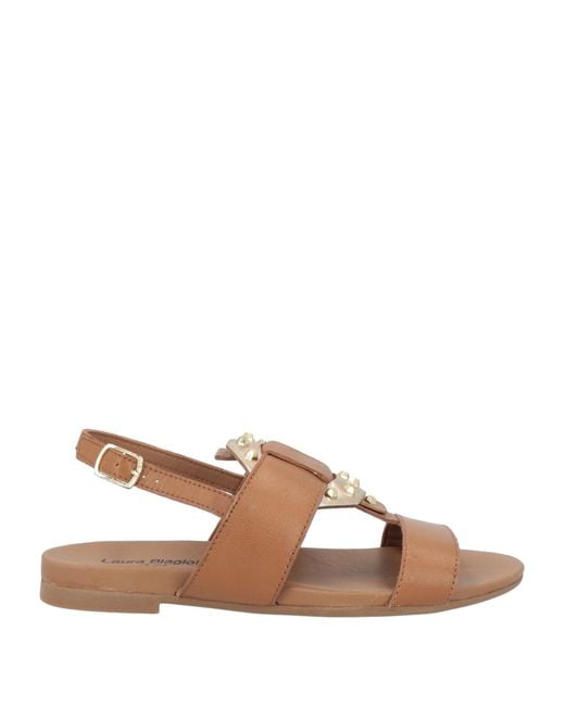 Laura Biagiotti Brown Tan Sandals Leather