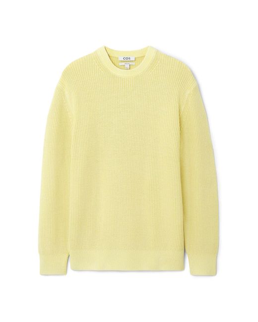 COS Yellow Stone-washed Knitted Sweater for men