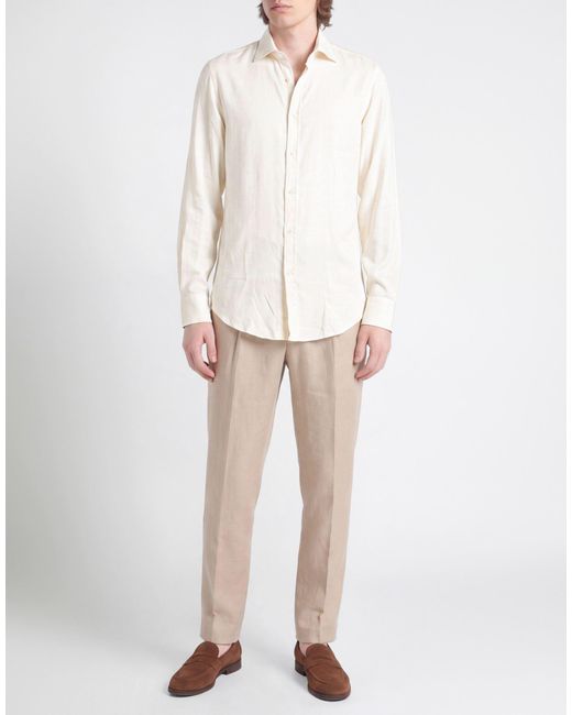 Paul & Shark White Cream Shirt Cotton, Lyocell for men