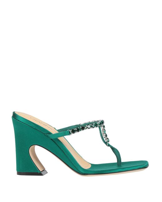 Giannico Green Emerald Thong Sandal Textile Fibers