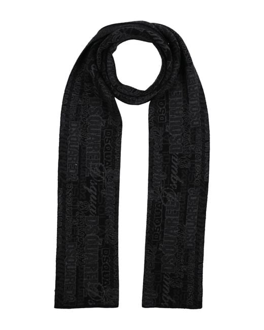 DSquared² Black Scarf Wool