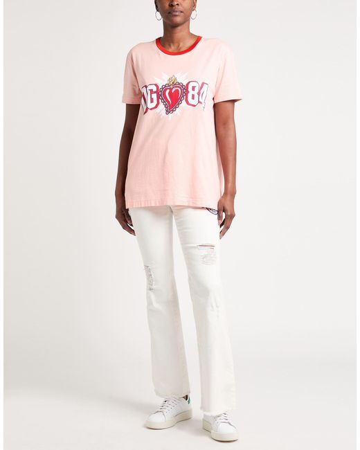 Dolce & Gabbana Pink Printed Cotton-jersey T-shirt