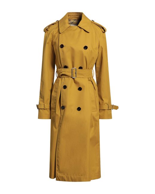 Burberry Yellow Mustard Overcoat & Trench Coat Cotton