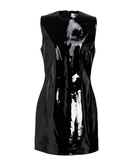 MSGM Black Mini Dress Polyurethane, Polyester