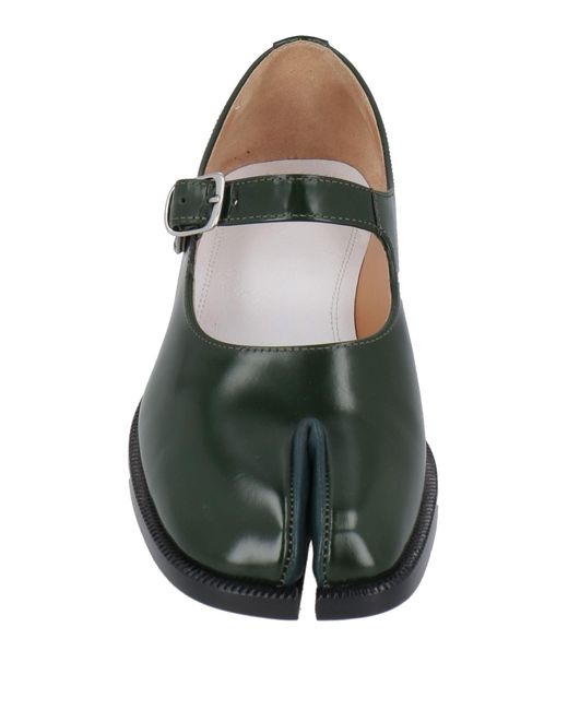 Maison Margiela Green Dark Ballet Flats Leather