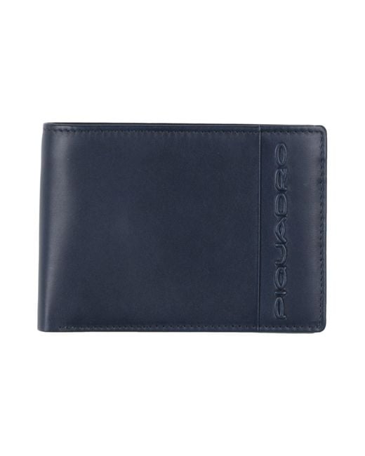 Piquadro Blue Wallet Cow Leather for men