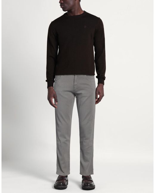 DW DENIM WORLD Gray Pants Cotton, Elastane for men