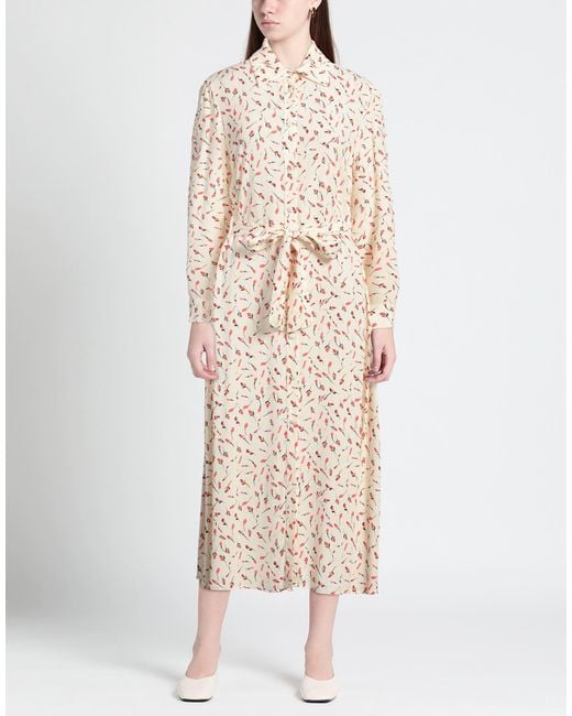 Mar De Margaritas Natural Cream Midi Dress Viscose