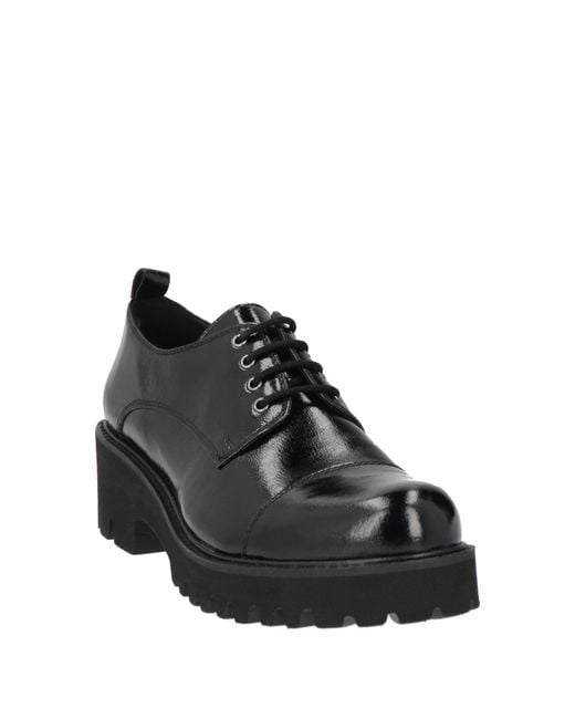 CafeNoir Black Lace-Up Shoes