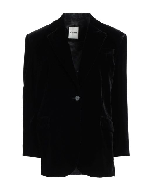 Sandro Black Blazer Viscose, Polyamide