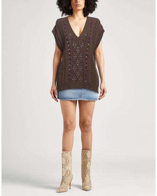 DES_PHEMMES Brown Dark Sweater Polyamide, Wool, Viscose, Cashmere, Polyester